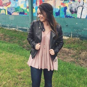 Dark gray faux leather Blu Pepper cropped Jacket